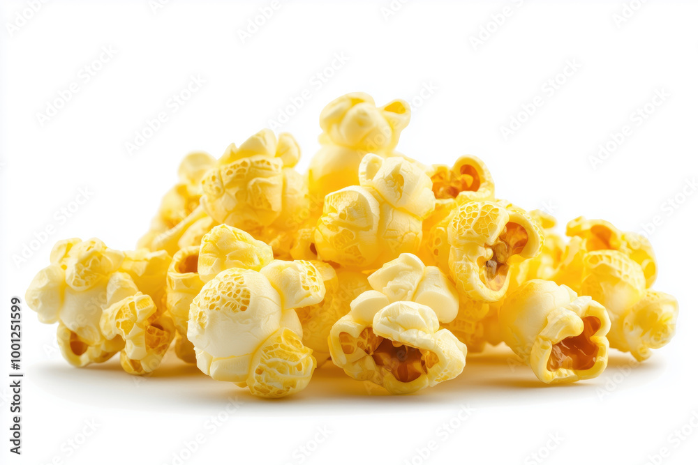 Crispy popcorn kernels piled together, perfect for snacking and sharing Crispy popcorn kernels piled together, perfect for snacking and sharing