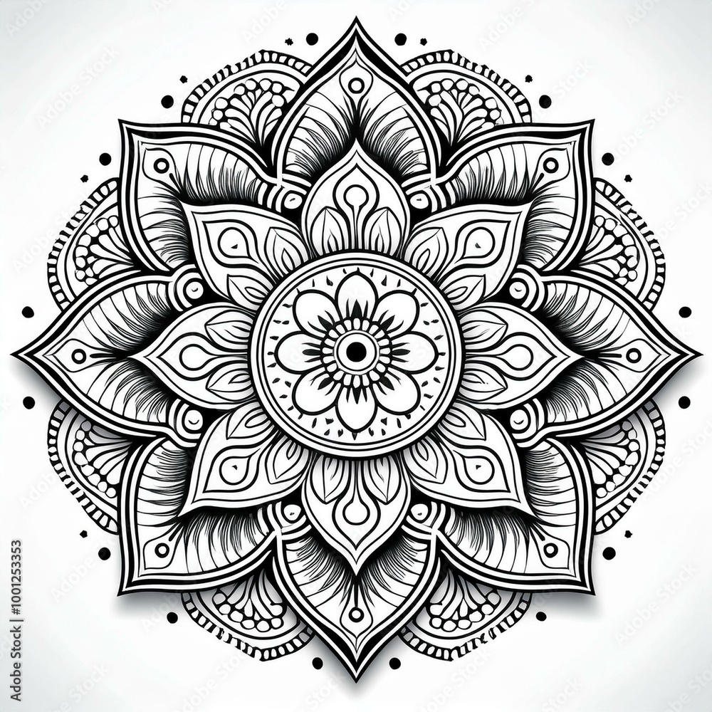 Mandala art design also called rangoli, decorative elements on white background Mandala art design also called rangoli, decorative elements on white background