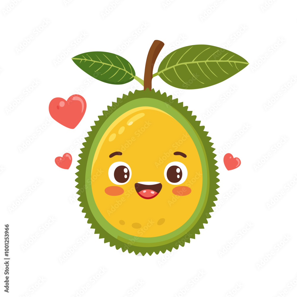 Obraz premium Jackfruit Fruit Cute Cartoon Fresh Animation Kawaii Healthy Character 