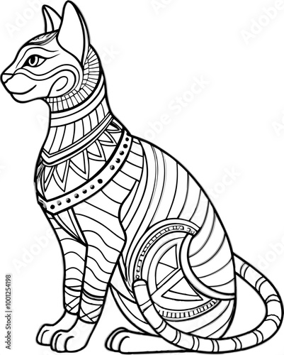 zentangle vector illustration of egyptian cat