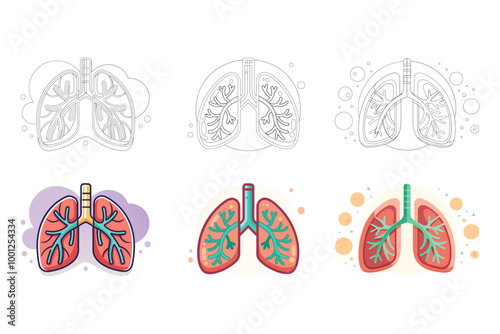 lungs doodle icon, vector illustration
