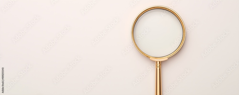 A stylish, gold-colored magnifying glass resting on a light background, symbolizing focus and curiosity. A stylish, gold-colored magnifying glass resting on a light background, symbolizing focus and curiosity.