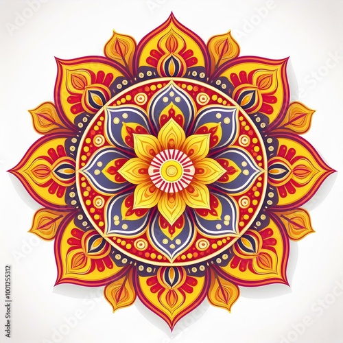 Mandala art design also called rangoli, decorative elements on white background