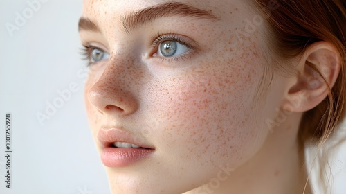 Close-up of healthy skin with post-acne marks gently fading, minimal scarring, and texture improving through healing treatments in natural light