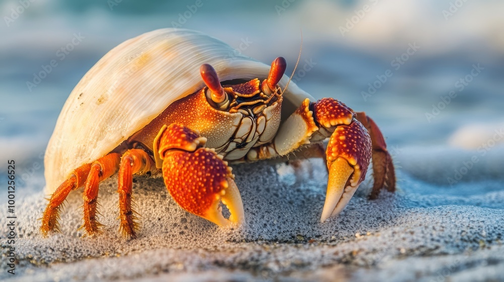 Colorful Crab on Sandy Beach During Sunset Colorful Crab on Sandy Beach During Sunset