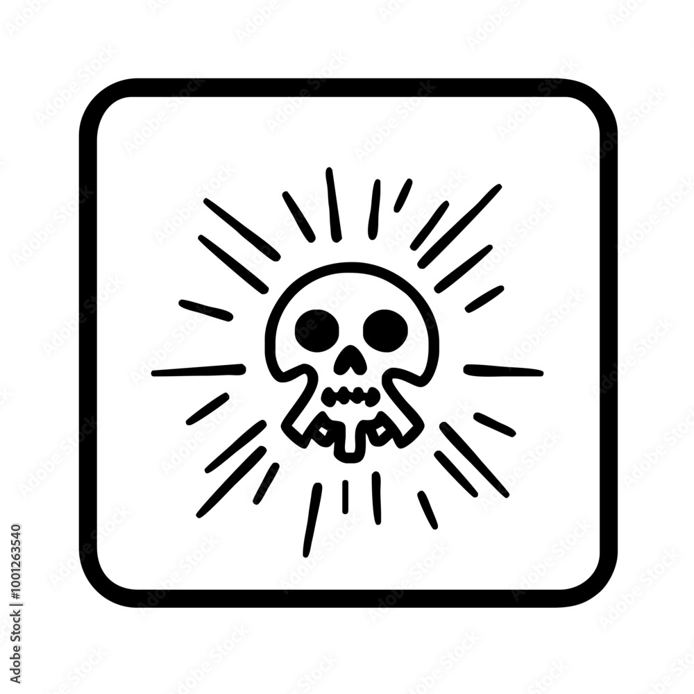 Minimalist Skull and Crossbones Icon with Radiating Lines for Danger or Toxicity Warnings Minimalist Skull and Crossbones Icon with Radiating Lines for Danger or Toxicity Warnings