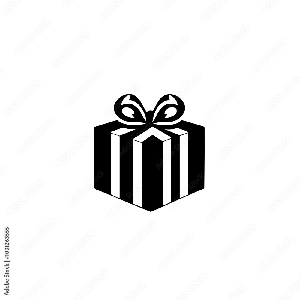 Obraz premium Simple Black and White Gift Box Icon 