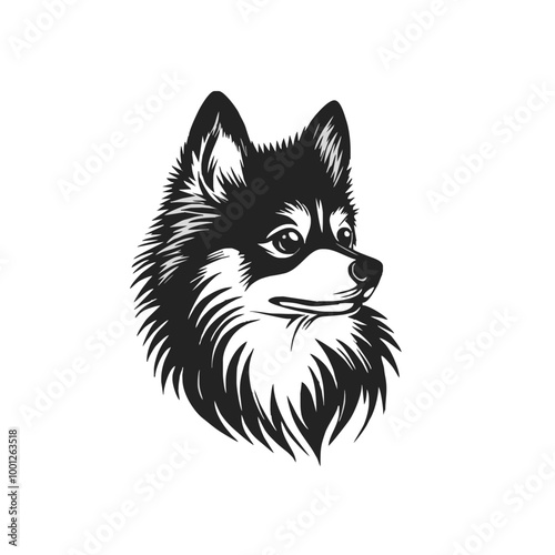 Stylized Black and White Dog Portrait
