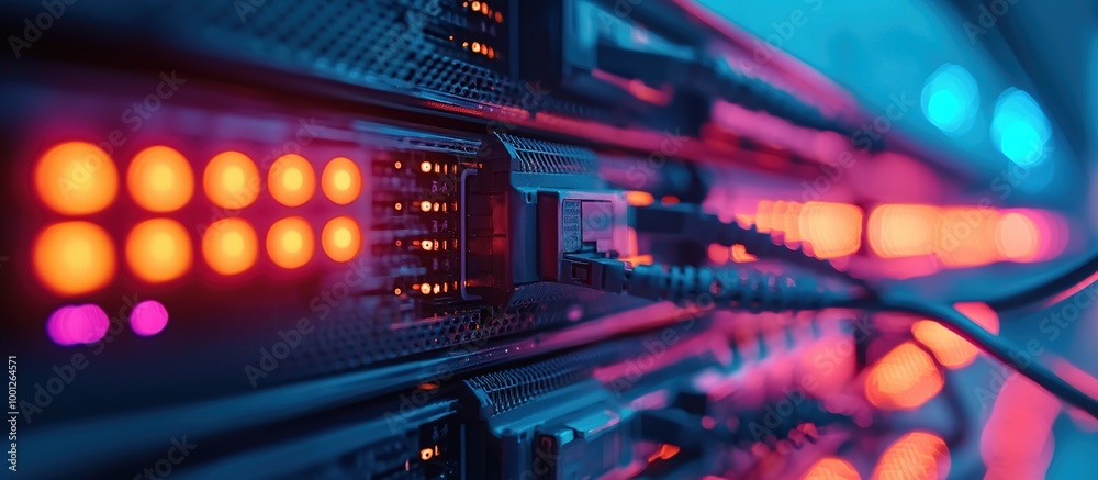 Naklejka premium Server Rack With Colorful Lights