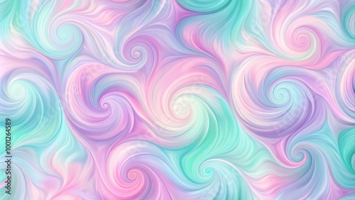 Vibrant, abstract swirls of pastel pink, lavender, and mint green hues blend seamlessly, creating a soothing, dreamy