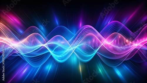 Vibrant abstract waveform background with swirling purple and blue hues, ideal for adding visual interest to corporate,