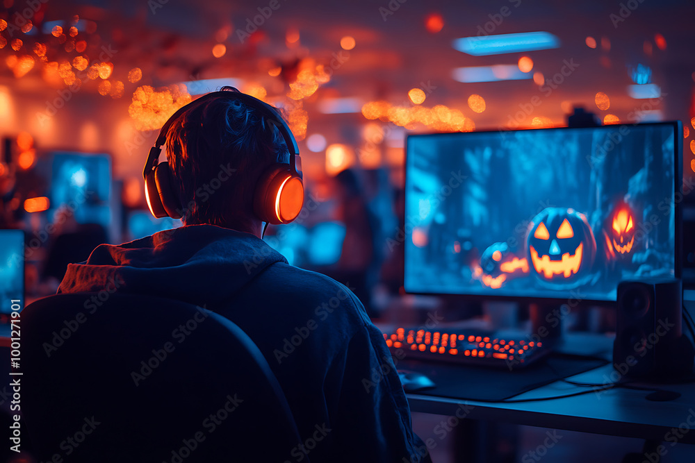 Corporate Halloween celebration in an IT office setting, featuring employees in costumes, decorations, and a festive atmosphere.
Corporate Halloween celebration in an IT office setting, featuring employees in costumes, decorations, and a festive atmosphere.