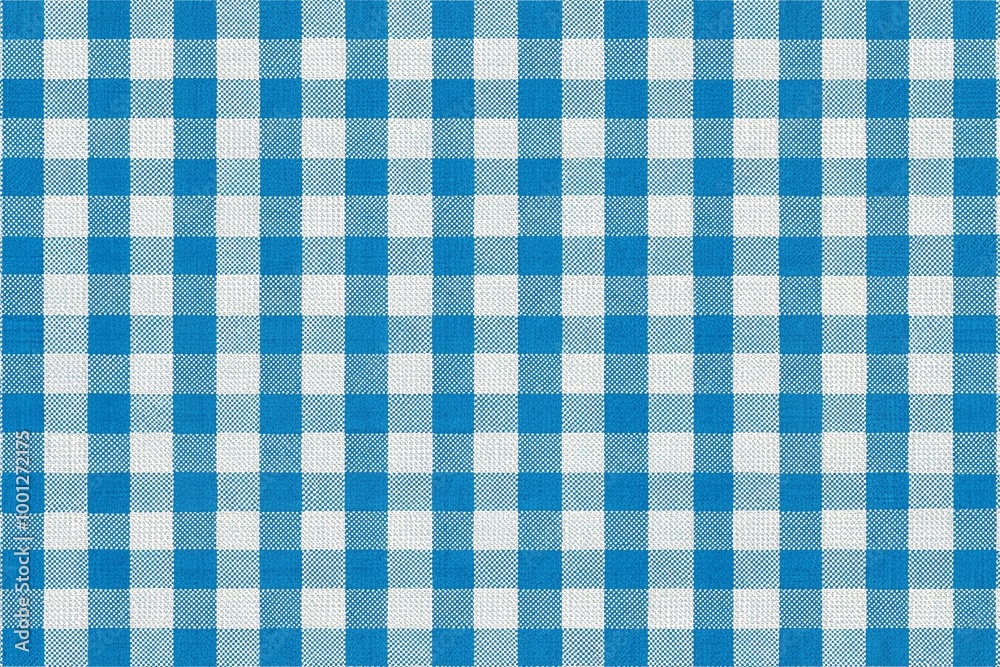 Vibrant blue and white gingham checkered background with subtle texture, perfect for adding rustic charm and country Vibrant blue and white gingham checkered background with subtle texture, perfect for adding rustic charm and country