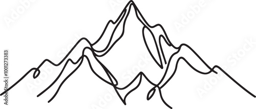continuous one line art drawing of mountain vector art illustration