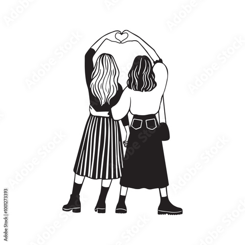 Best friend with heart sign Vector illustration