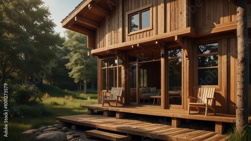 Wooden Cabin in the Forest