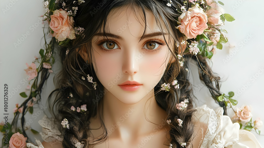 Floral Crown Beauty: A Portrait of Softness and Grace Floral Crown Beauty: A Portrait of Softness and Grace