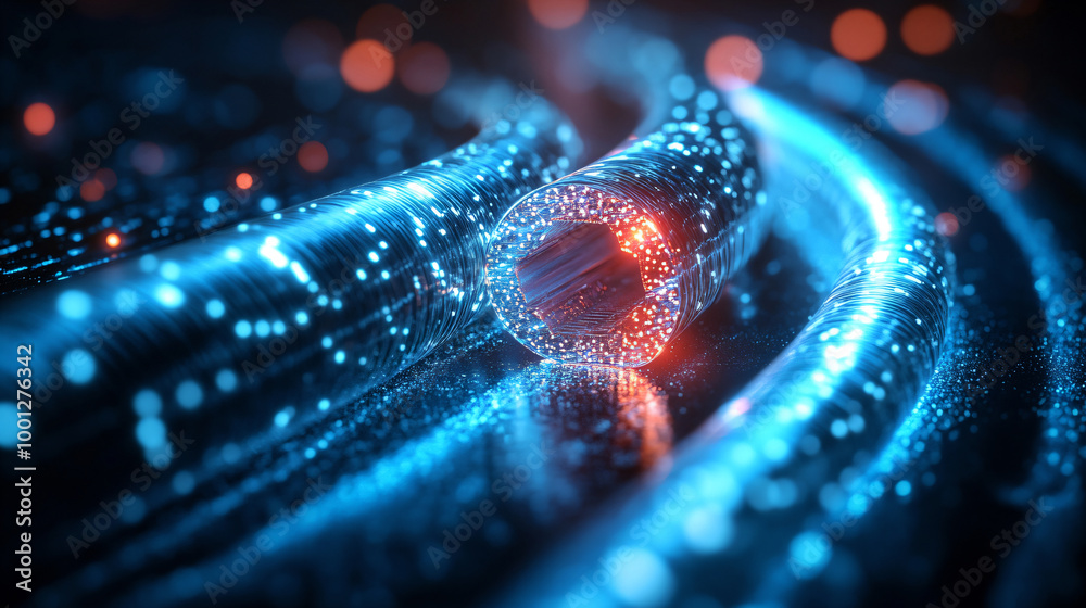 Fiber optics network cable lights abstract background. Fiber optics network cable lights abstract background.