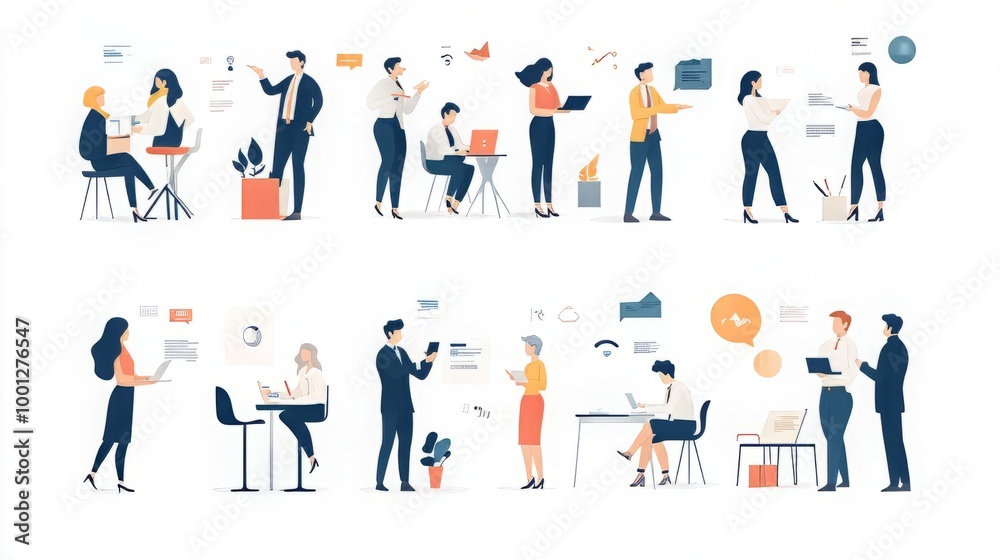 Engaging Illustrations of Business Teams and Office Collaborations