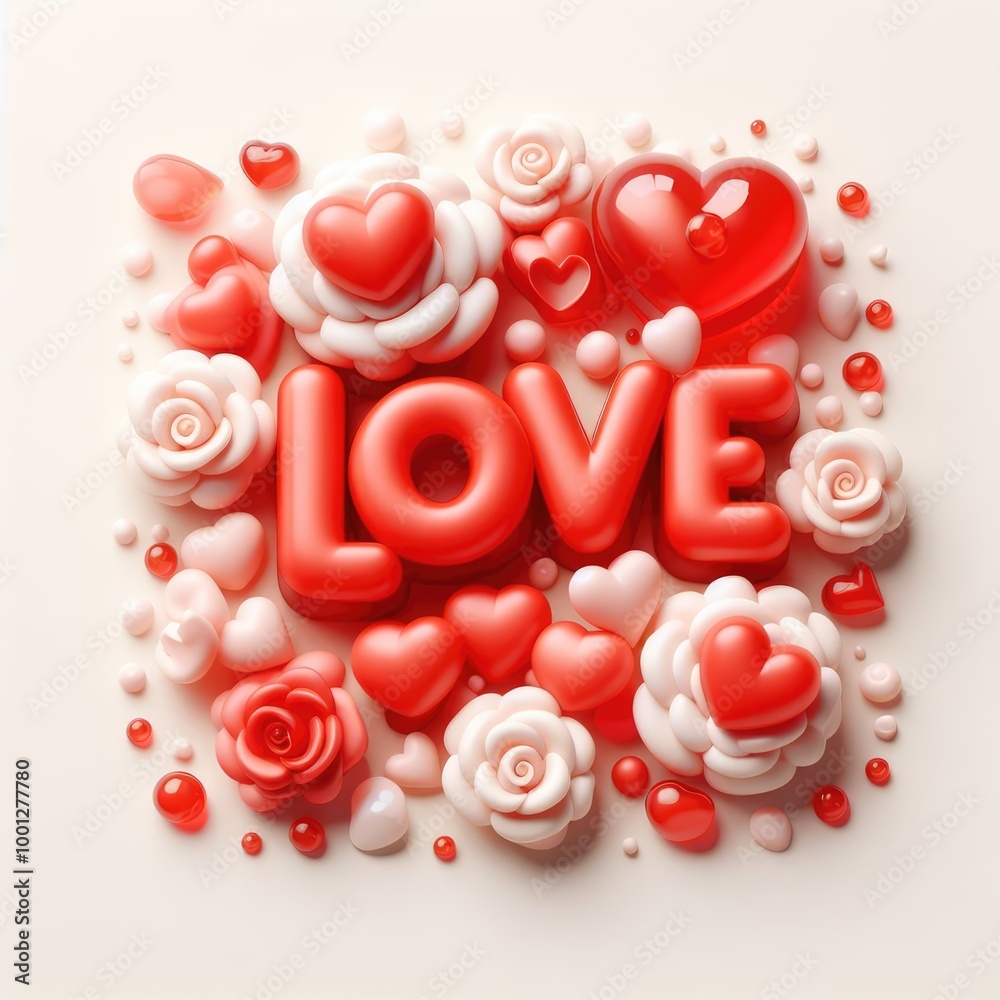 Love text design. 3D soft jelly rounded typographic composition Love text design. 3D soft jelly rounded typographic composition