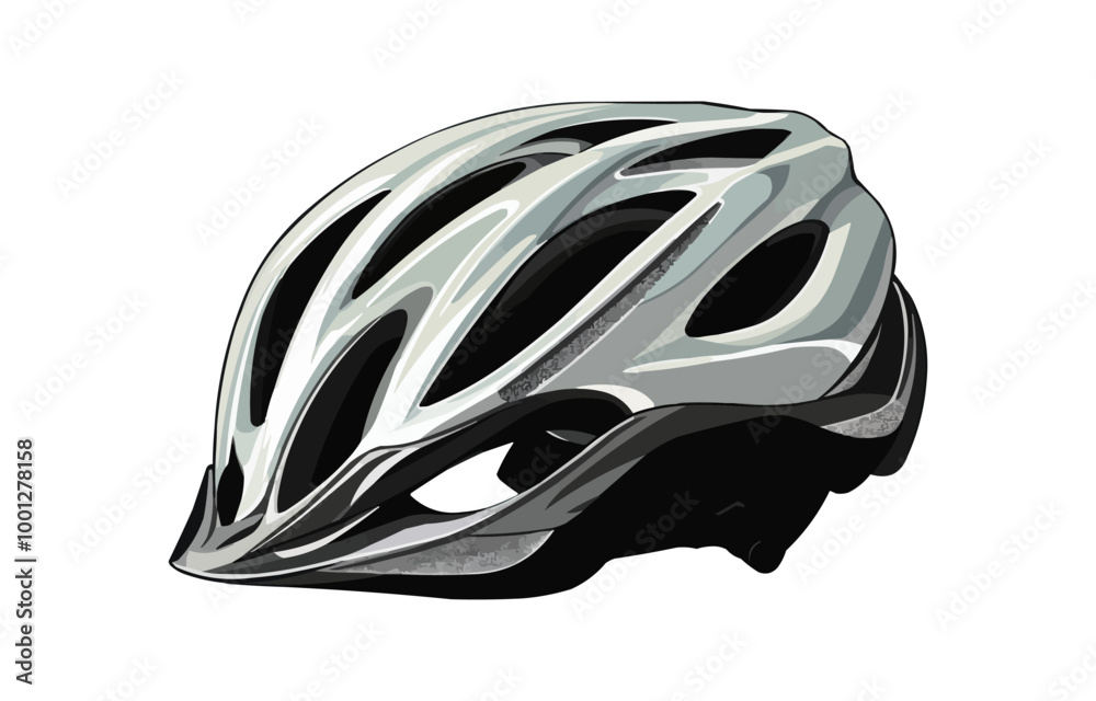 Stylized vector of a bicycle helmet with air vents and sleek design. Stylized vector of a bicycle helmet with air vents and sleek design.