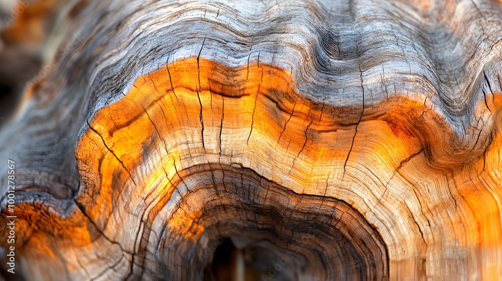 A close-up of an old wood with many visible lines and swirls, wavy resin sheets A close-up of an old wood with many visible lines and swirls, wavy resin sheets