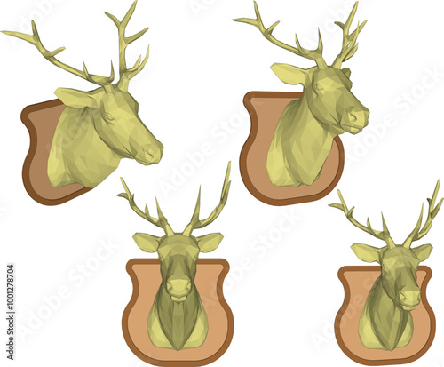 Vector sketch illustration of silhouette design of deer head animal wall decoration with long antlers