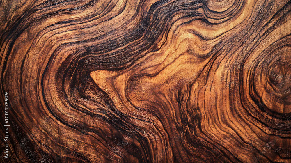 Closeup of dark wood grain with swirling pattern. Closeup of dark wood grain with swirling pattern.
