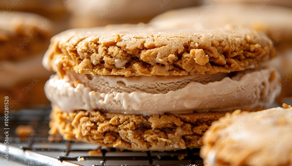 Delicious Ice Cream Sandwich with Crunchy Cookies Delicious Ice Cream Sandwich with Crunchy Cookies