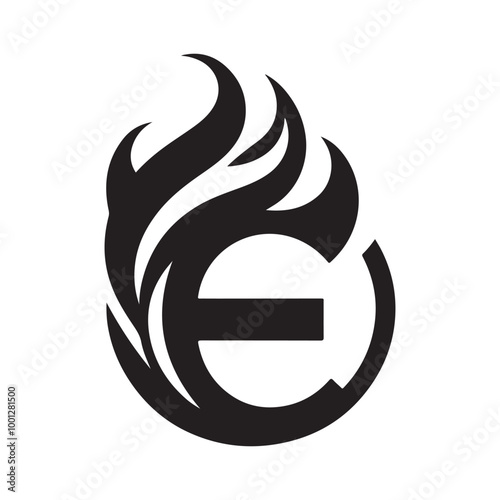 Eye-Catching Creative Letter E Logo with Flames: Unique Logo Design Template for Bold Brands Seeking to Ignite Their Identity and Capture Attention