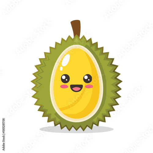 Durian Fruit Cute Cartoon Fresh Animation Kawaii Healthy Character
