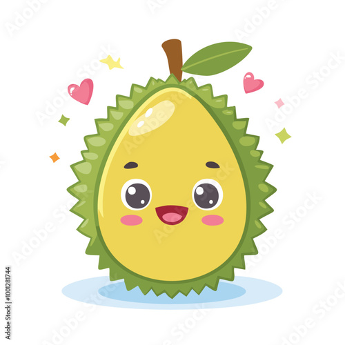 Durian Fruit Cute Cartoon Fresh Animation Kawaii Healthy Character
