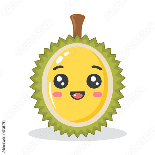Durian Fruit Cute Cartoon Fresh Animation Kawaii Healthy Character
