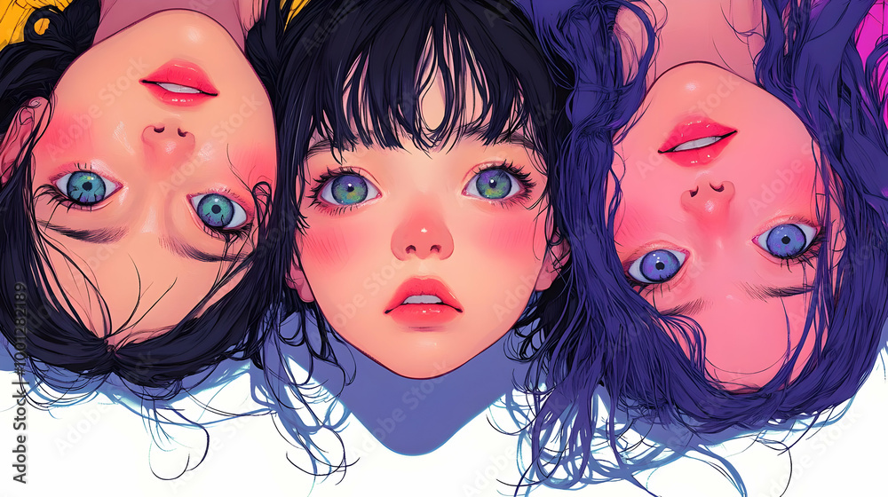 Anime Girls with Blue Eyes Looking Up Anime Girls with Blue Eyes Looking Up