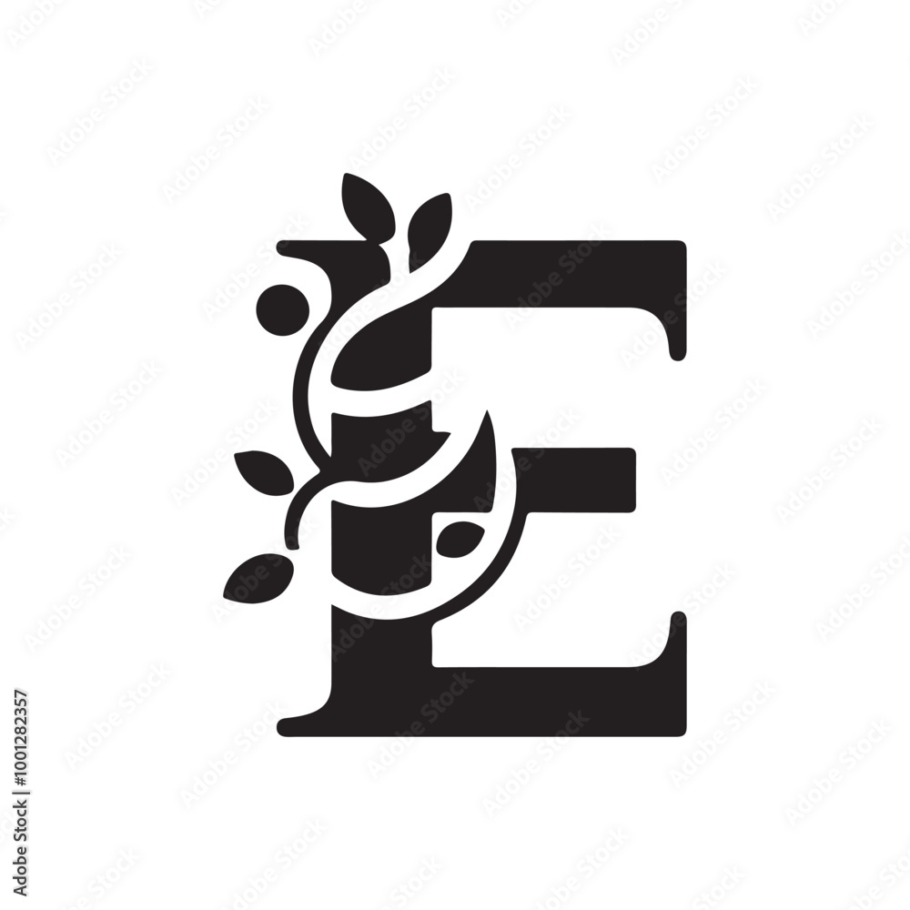 Modern Letter E Abstract Logo Template with Natural Leaf and Vine Shapes: Perfect for Eco-Conscious Businesses and Nature-Driven Branding Solutions Modern Letter E Abstract Logo Template with Natural Leaf and Vine Shapes: Perfect for Eco-Conscious Businesses and Nature-Driven Branding Solutions