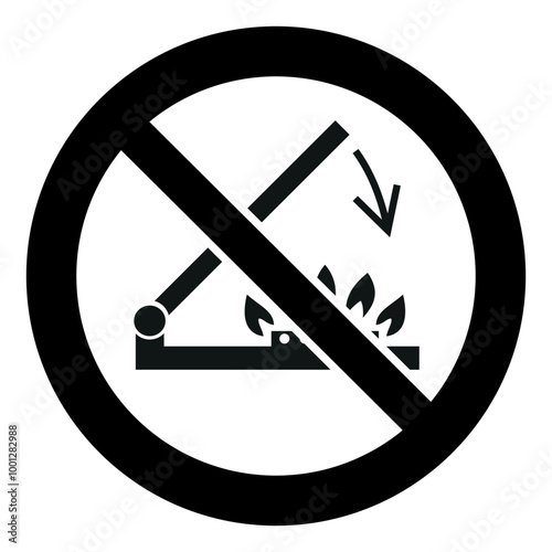 ISO prohibition safety signs symbol and pictogram only_do not shut lid when burners are operating_black and white edition