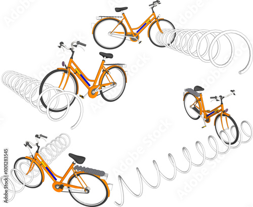 Vector sketch illustration of silhouette design of special bicycle parking place with safety in park area and public place