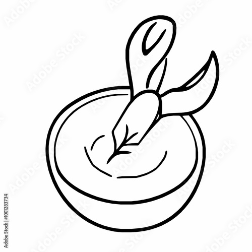 Lobster Bisque Soup – Rich and Creamy Seafood Delight Black Outline Vector Illustration
