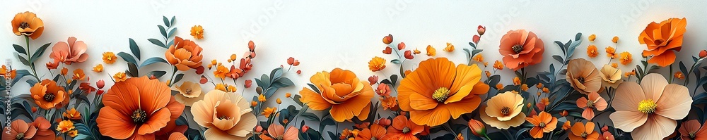 Obraz premium Vibrantly arranged marigold flowers with lush green leaves symbolize the Day of the Dead, perfect for decorations, invitations, or event promotions.