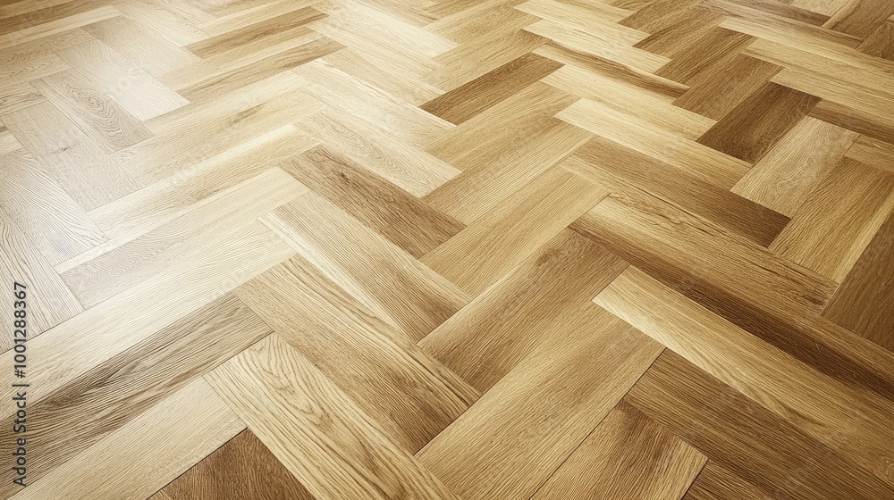 Elegant white oak parquet flooring in a classic herringbone pattern, emphasizing clean lines and a minimalist, contemporary style. Elegant white oak parquet flooring in a classic herringbone pattern, emphasizing clean lines and a minimalist, contemporary style.