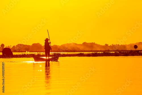 fishermen who go out fishing in mandalay, inle lake photo