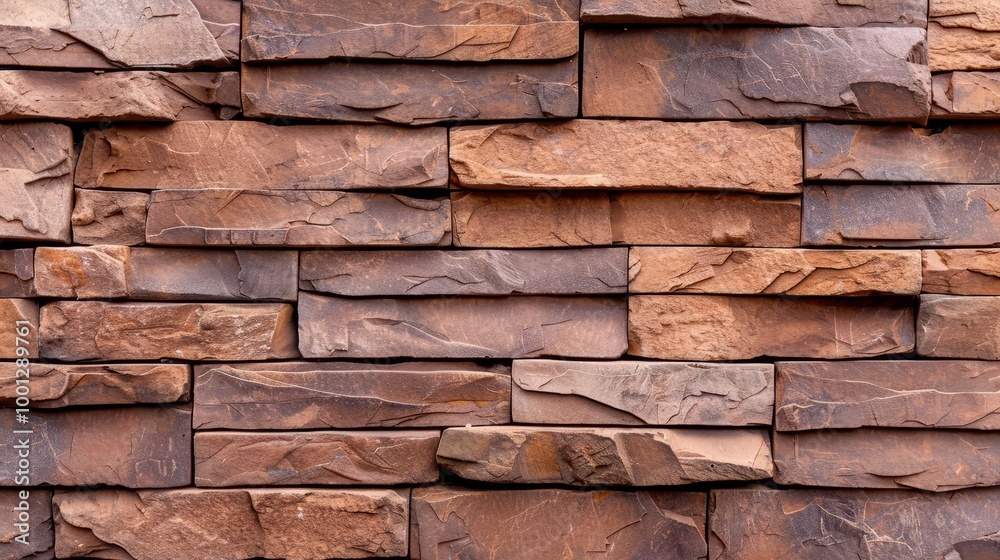 Fototapeta premium Close-up photo of a stone wall texture, showcasing natural ruggedness and earthy tones, perfect for backgrounds and design projects that require a rustic feel, with copy space