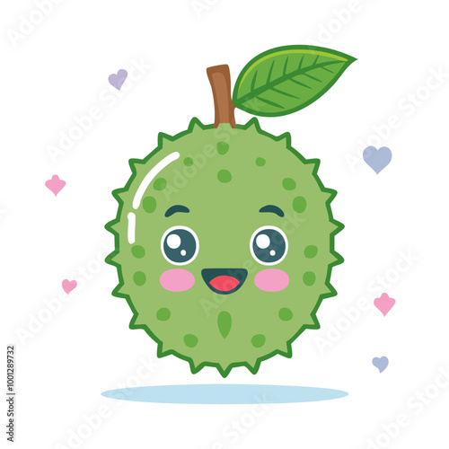 Soursop Fruit Cute Cartoon Fresh Animation Kawaii Healthy Character
