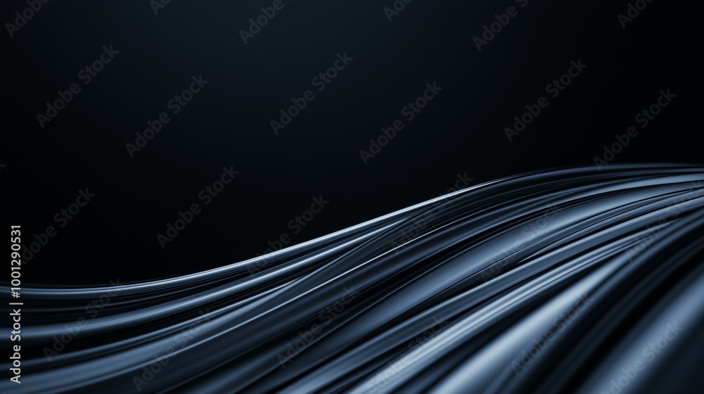Obraz premium Smooth Metallic Waves in Dark Abstract Design 