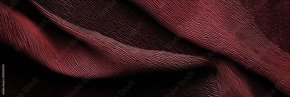 Close-up of textured, dark red fabric with soft folds. Close-up of textured, dark red fabric with soft folds.