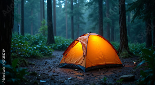 camping in the forest