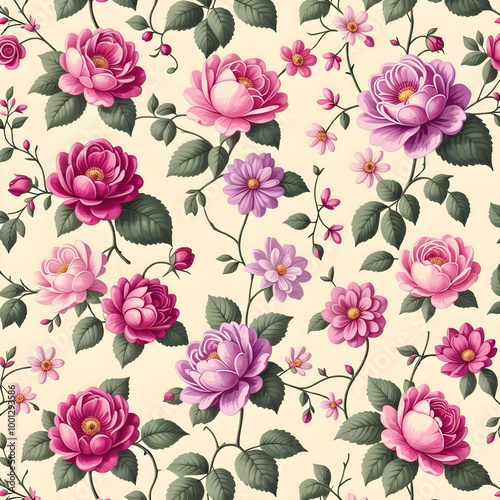 Wallpaper Mural seamless pattern with roses
 Torontodigital.ca