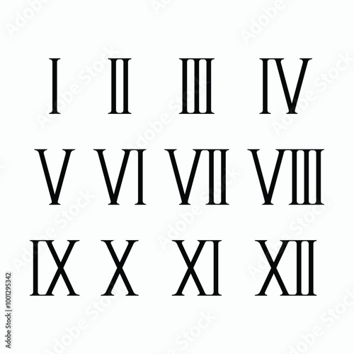 roman number icon, numeric vector