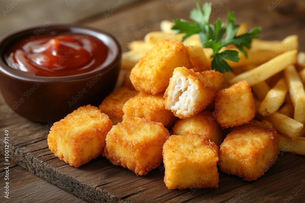Crunchy Chicken Nuggets Bites with Crispy Fries Crunchy Chicken Nuggets Bites with Crispy Fries