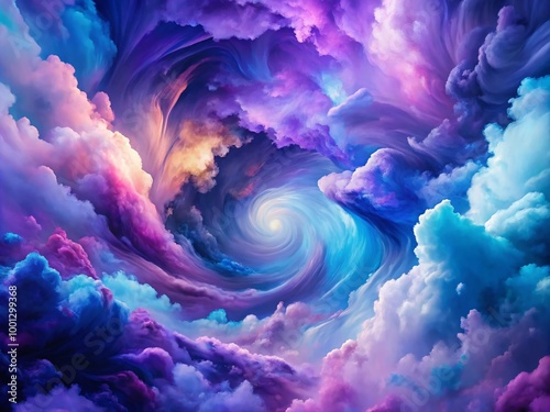 Vibrant, high-resolution abstract texture featuring swirling clouds of purple and blue hues, perfect for adding depth
